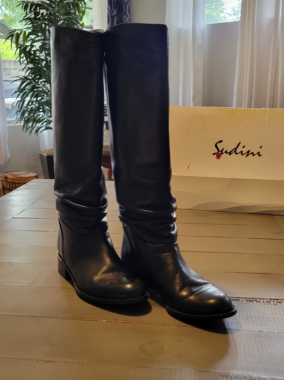 Black Leather Riding Boots 9A